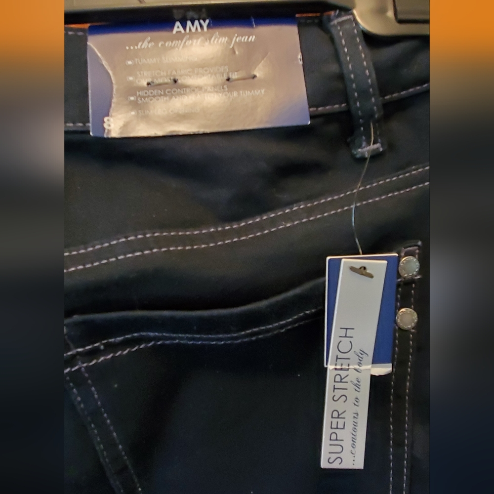 Bandolino Comfort slim jean Amy sz 8 women NWT Rinse wash/ dark blue straight